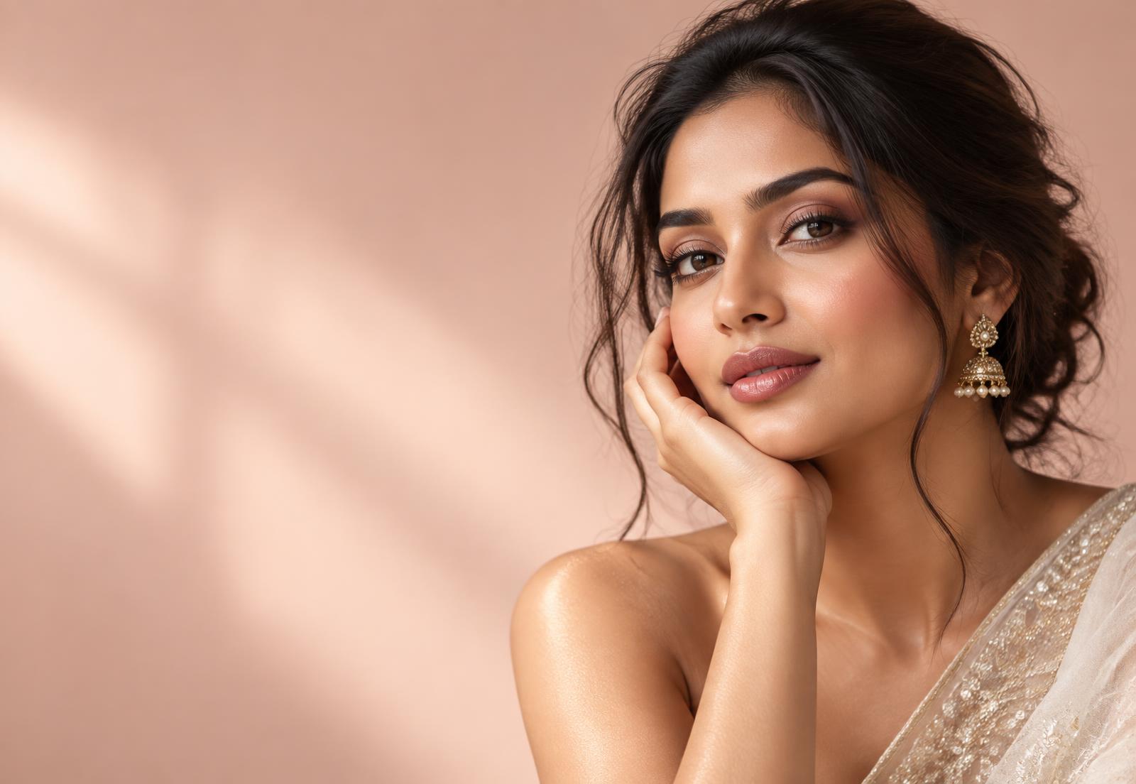 Elegant beauty portrait with natural makeup